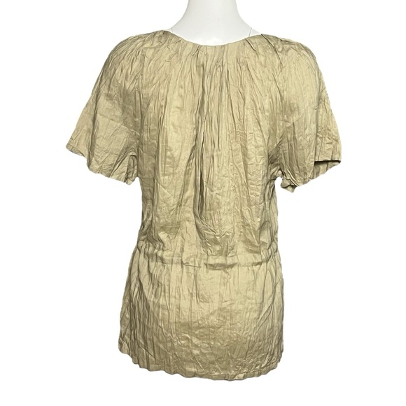 Calypso St. Barth Linen Pleated Tunic Top Lagenlook Beige Taupe Size Large - Picture 3 of 7